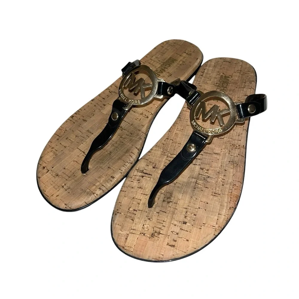 Michael Kors Black Jelly and Cork MK Sandals - Picture 2 of 11